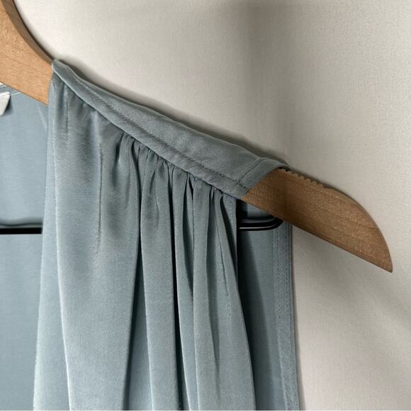 TOME Collective Blue Satin Pleated Halter Dress in Size 8 - Picture 3 of 6